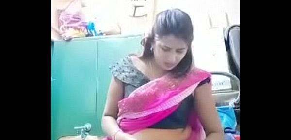  Swathi naidu exchanging saree by showing boobs,body parts and getting ready for shoot part-1